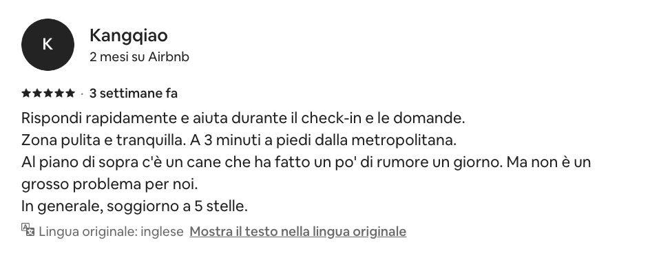 Recensione reale di un ospite in una struttura gestita da ReRent Group a Roma
