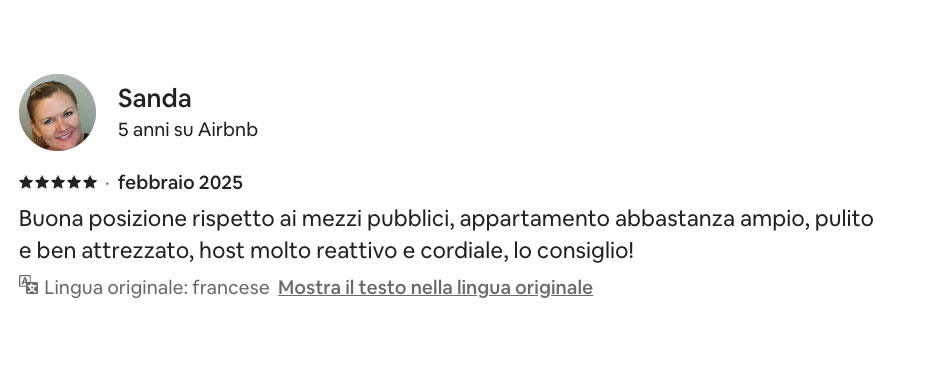 Recensione reale di un ospite in una struttura gestita da ReRent Group a Roma